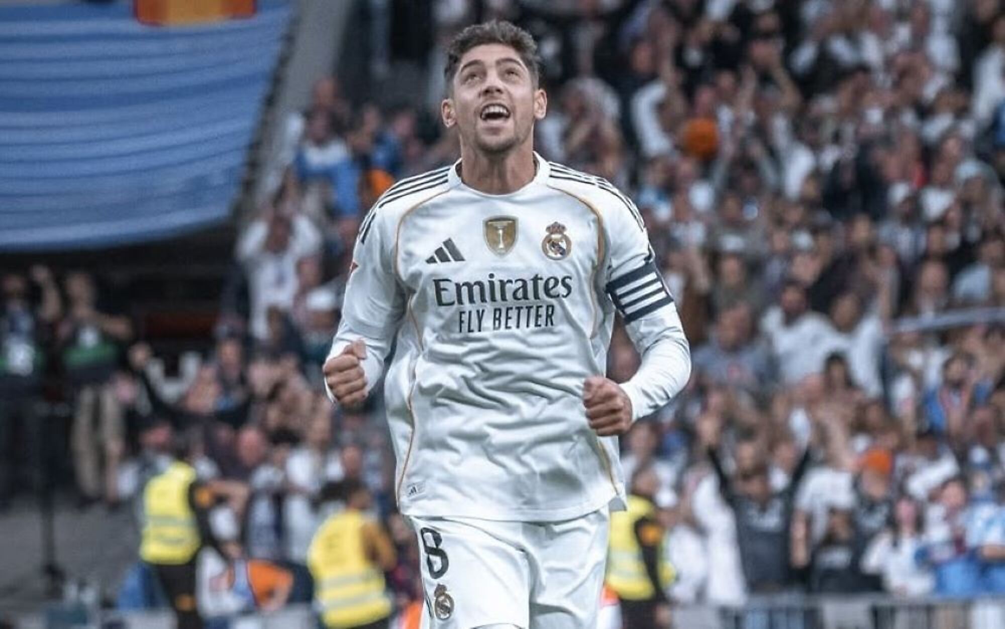 Federico Valverde celebra el triunfo clásico de Real Madrid ante Barcelona por LaLiga de España Federico Valverde celebra el triunfo clásico de Real Madrid ante Barcelona por LaLiga de España