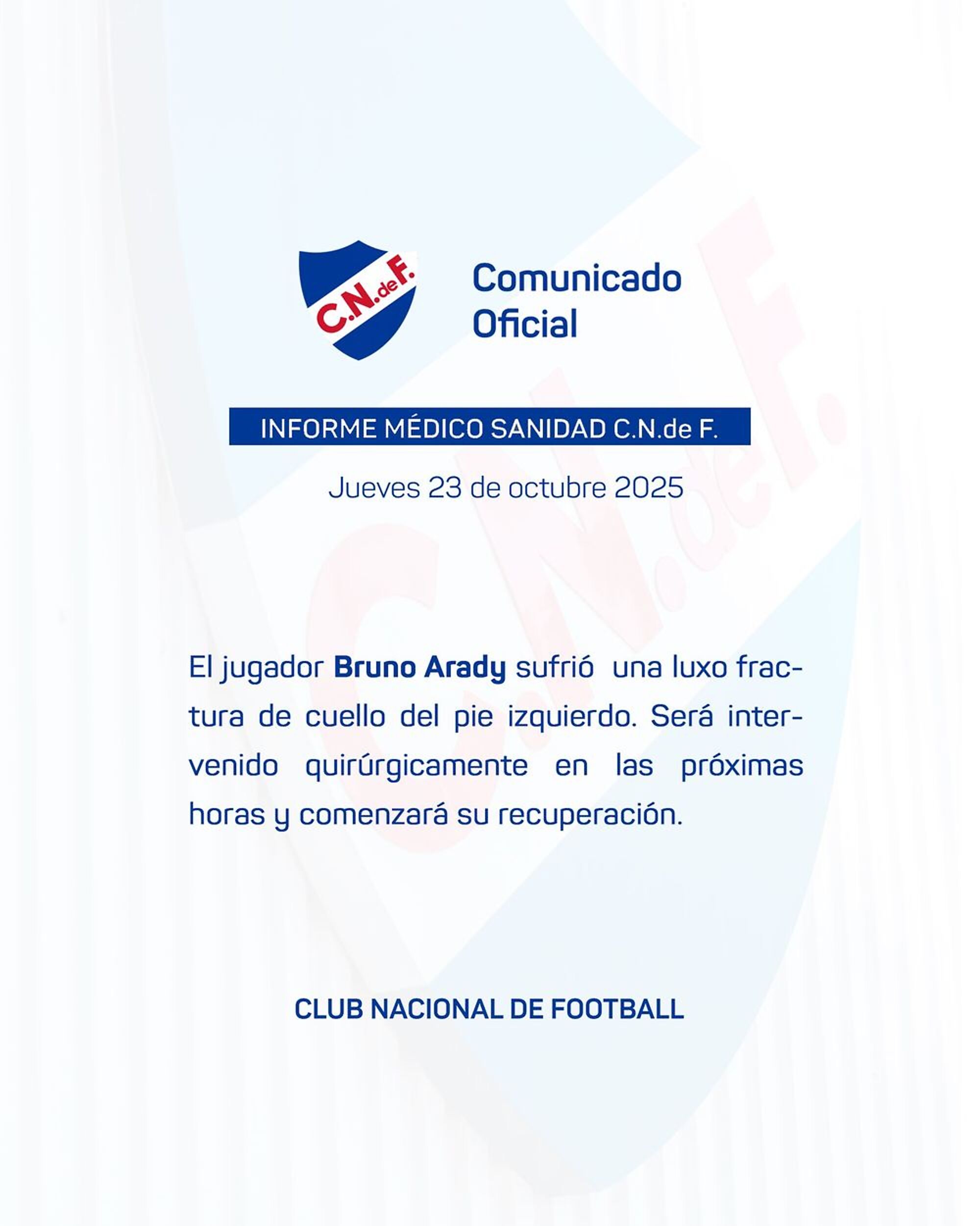 Parte m&eacute;dico de Bruno Arady