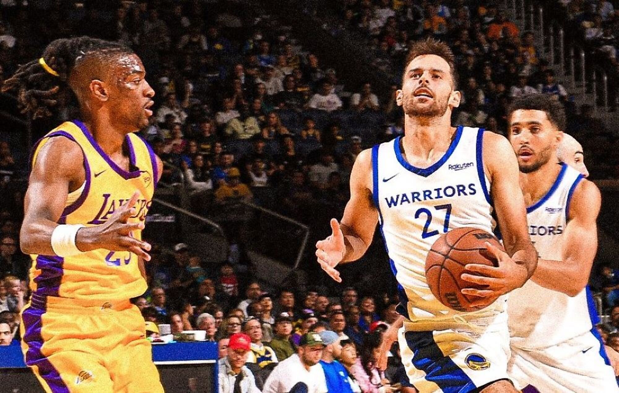 Santiago Véscovi con Golden State Warriors ante Los Angeles Lakers, Liga de Verano de la NBA Santiago Véscovi con Golden State Warriors ante Los Angeles Lakers, Liga de Verano de la NBA